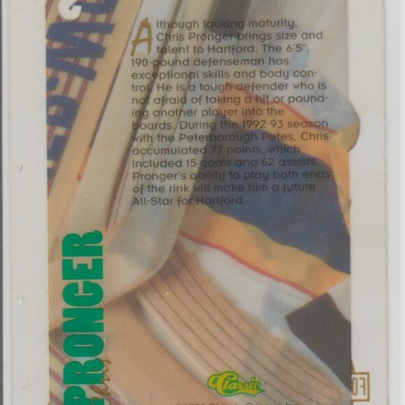 RARE Chris Pronger 1993 Classic Four Sport Collection Acetate Card (Clear) - Picture 2 of 2